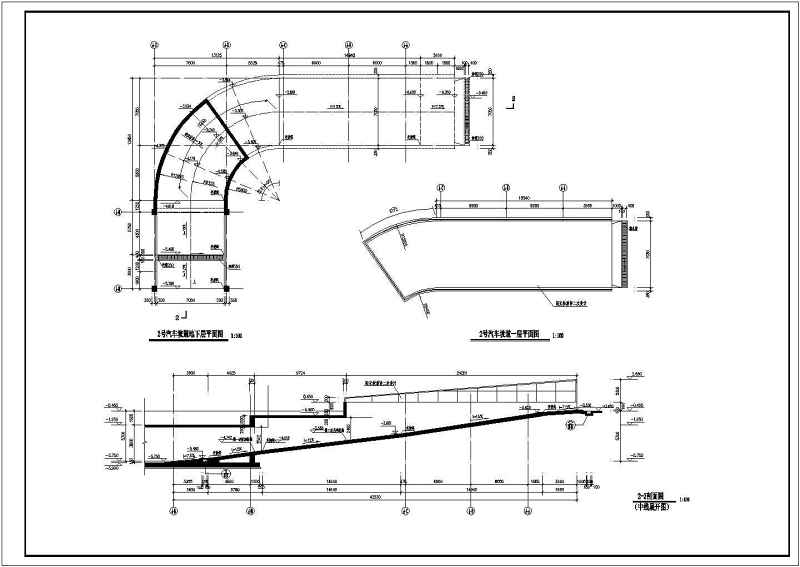 建筑物<a href=https://www.yitu.cn/su/7872.html target=_blank class=infotextkey>地</a>下车库环形及直线坡道施工图