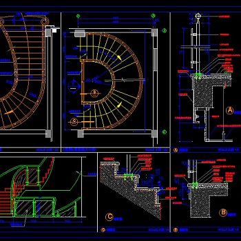 某酒店旋转楼梯装修CAD设计平面图