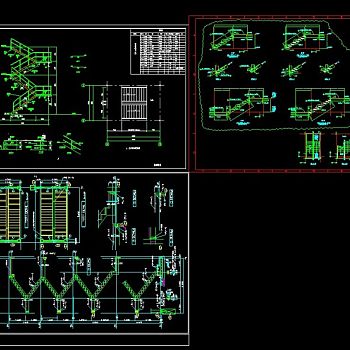 三张钢楼梯cad设计详细施工图纸