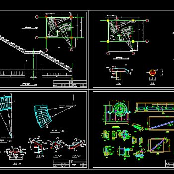 实用旋转楼梯全套cad平立面设计详细图纸
