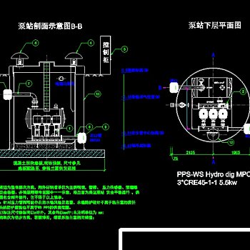 半地下式无负压设备供水泵房图纸