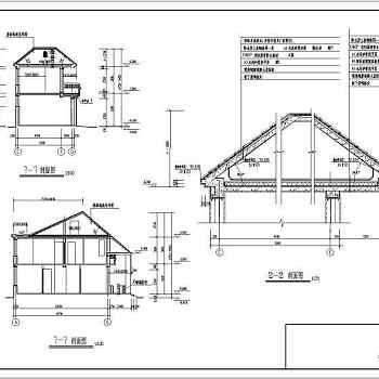 某二层坡屋顶别墅式住宅建筑设计cad施工图