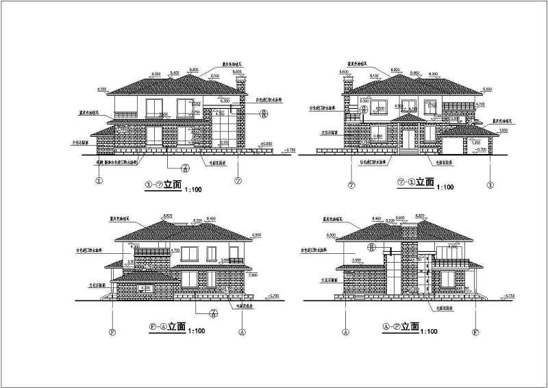 某独栋整套别墅建筑整套cad施工<a href=https://www.yitu.cn/su/7590.html target=_blank class=infotextkey>设计</a>图