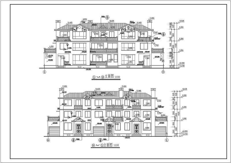 联排别墅建筑施工CAD<a href=https://www.yitu.cn/su/7590.html target=_blank class=infotextkey>设计</a>图