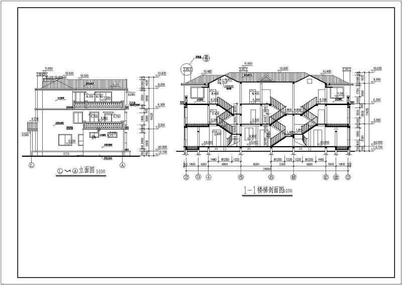 联排别墅建筑施工CAD<a href=https://www.yitu.cn/su/7590.html target=_blank class=infotextkey>设计</a>图