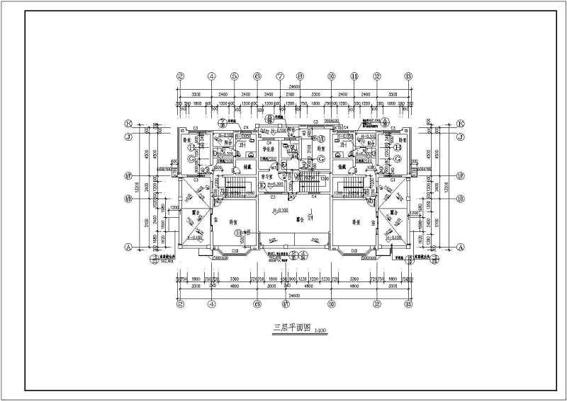 联排别墅建筑施工CAD<a href=https://www.yitu.cn/su/7590.html target=_blank class=infotextkey>设计</a>图