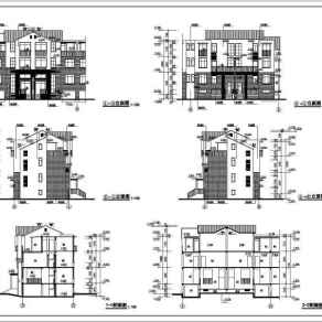 居住小区B型别墅建筑施工设计CAD图