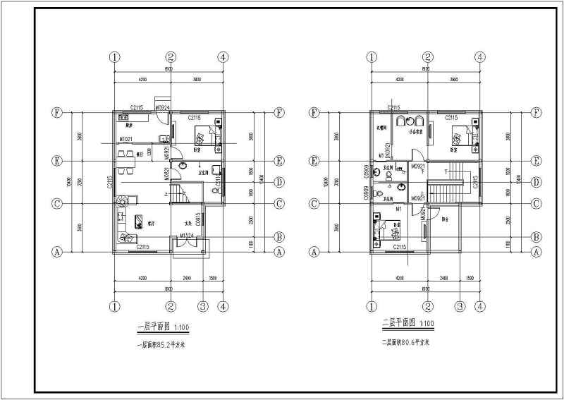 二层<a href=https://www.yitu.cn/su/7776.html target=_blank class=infotextkey>轻钢别墅</a>建筑结构施工图