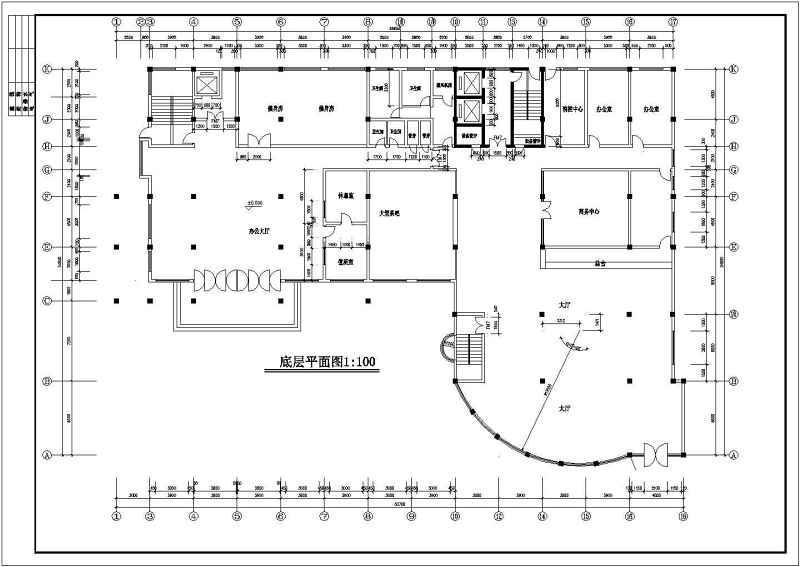 某综合<a href=https://www.yitu.cn/su/8159.html target=_blank class=infotextkey>楼</a>建筑<a href=https://www.yitu.cn/su/7590.html target=_blank class=infotextkey>设计</a>CAD施工图