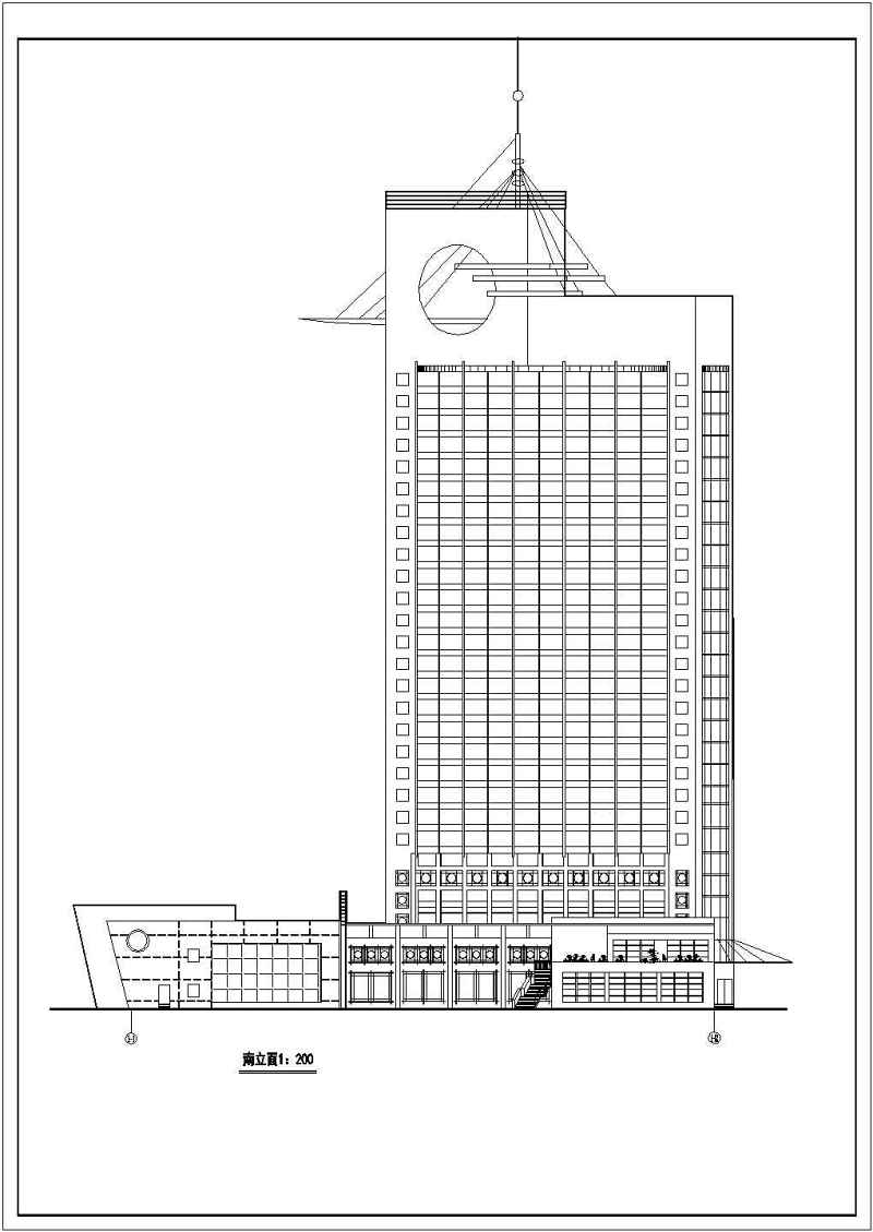 高层宾馆建筑<a href=https://www.yitu.cn/su/7590.html target=_blank class=infotextkey>设计</a>CAD方案图