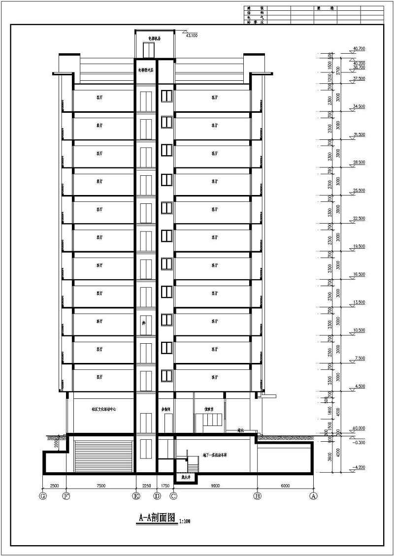 一栋高层商住<a href=https://www.yitu.cn/su/8159.html target=_blank class=infotextkey>楼</a>建筑施工<a href=https://www.yitu.cn/su/7590.html target=_blank class=infotextkey>设计</a>CAD<a href=https://www.yitu.cn/su/7937.html target=_blank class=infotextkey>图纸</a>