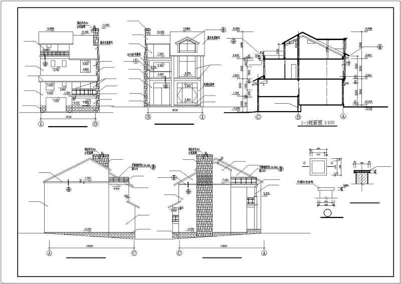 某联排别墅建筑<a href=https://www.yitu.cn/su/7590.html target=_blank class=infotextkey>设计</a>方案<a href=https://www.yitu.cn/su/7937.html target=_blank class=infotextkey>图纸</a>