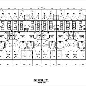 法式风格四层叠拼别墅设计施工图