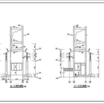 别墅小区大门建筑cad施工图