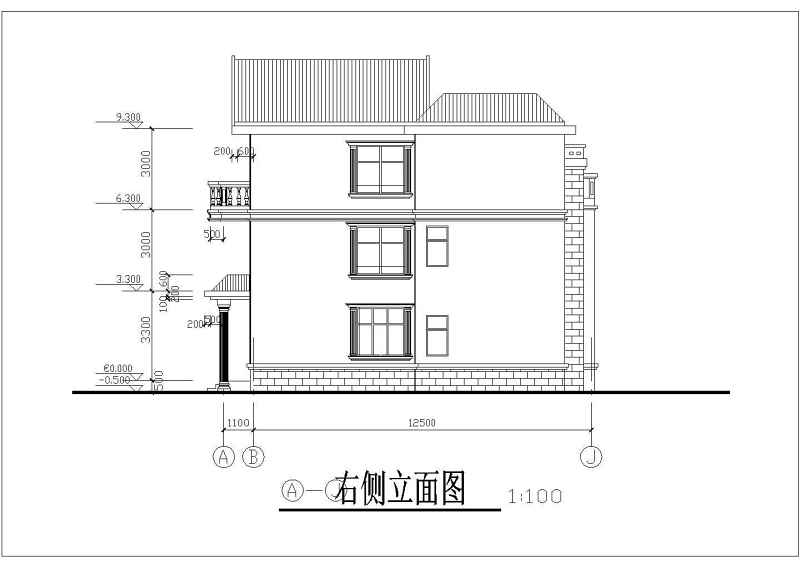 三层新农村别墅建筑图（带效果图）