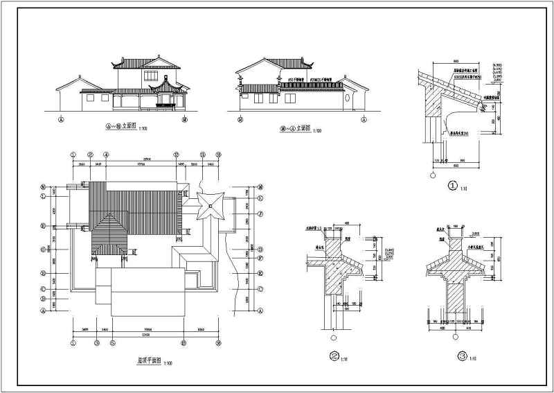 三套仿古建别墅建筑图