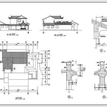 三套仿古建别墅建筑图