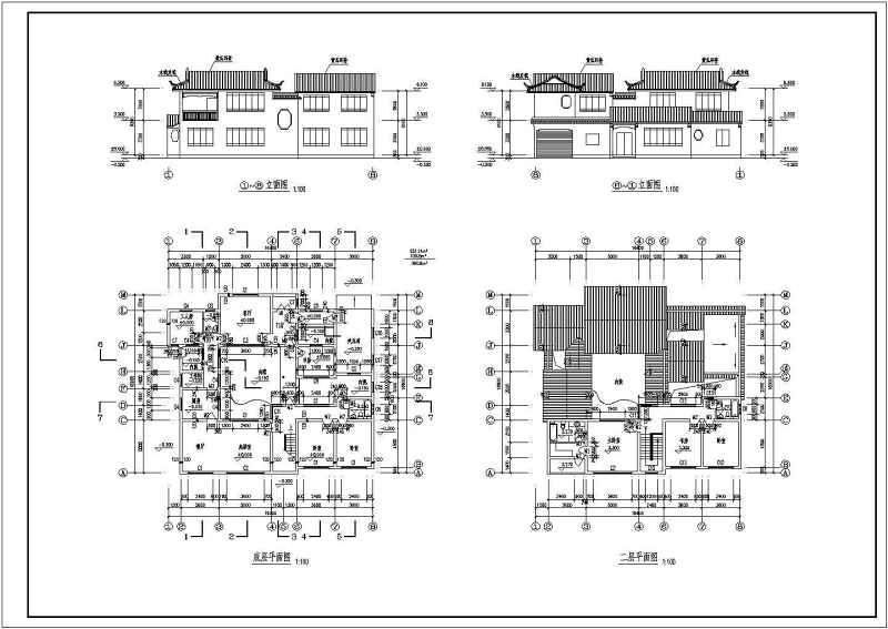 三套仿古建别墅建筑图