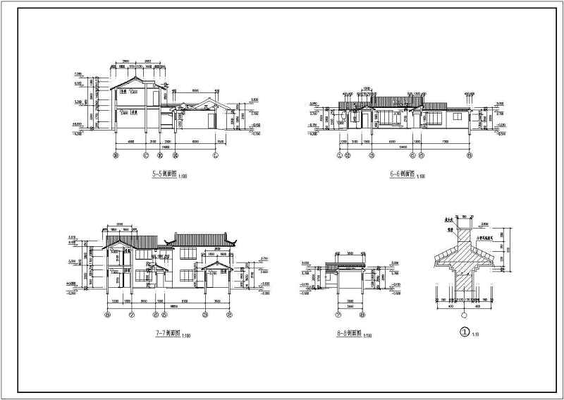 三套仿古建别墅建筑图