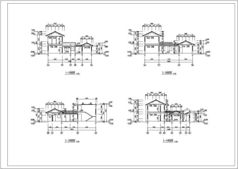 三套仿古建别墅建筑图