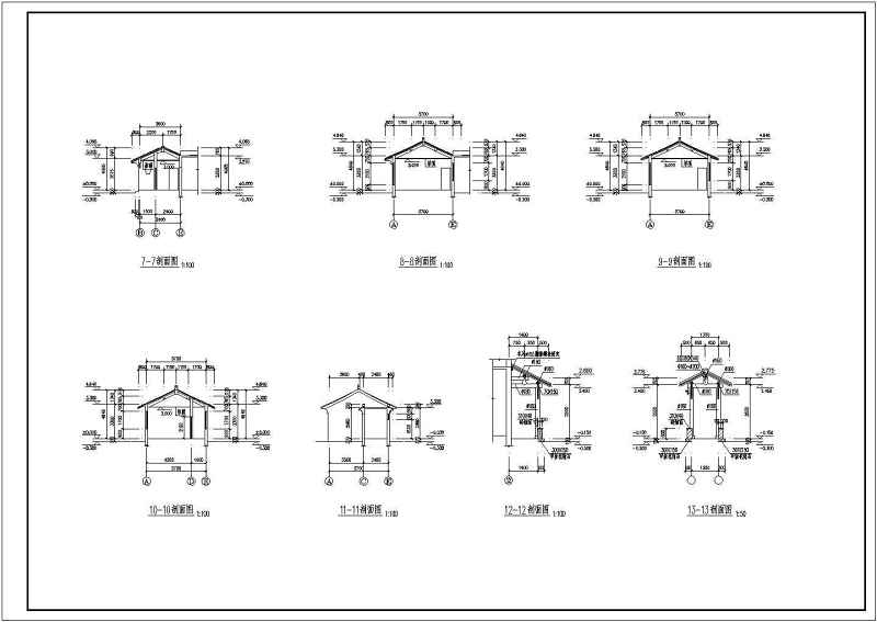 三套仿古建别墅建筑图