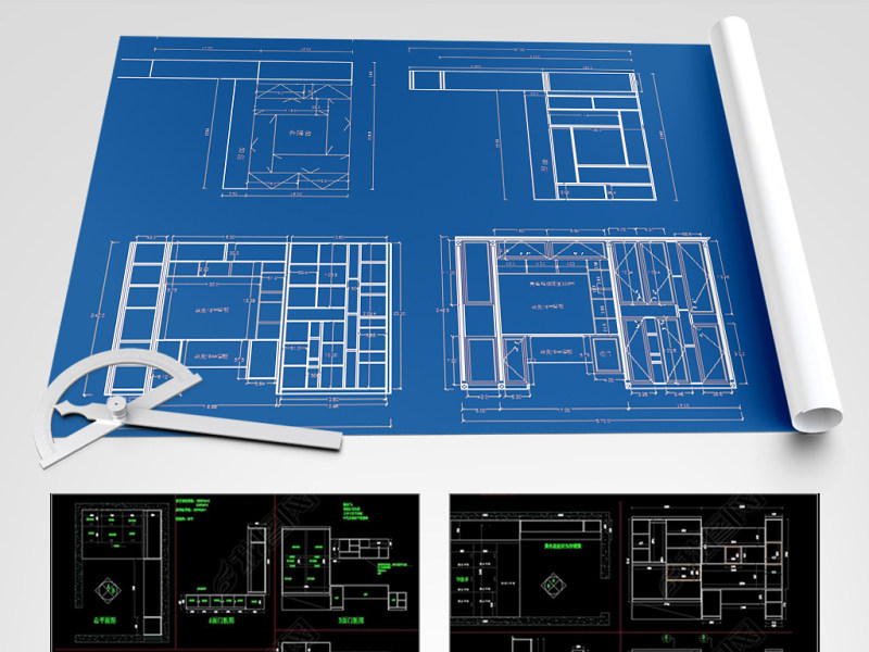 原创CAD整木家具设计图纸榻榻米柜子酒柜衣柜-版权可商用