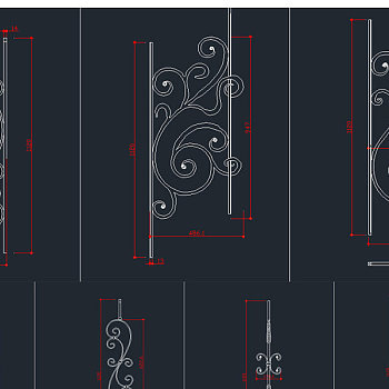 原创欧式铁艺栏杆柱型CAD图库大全