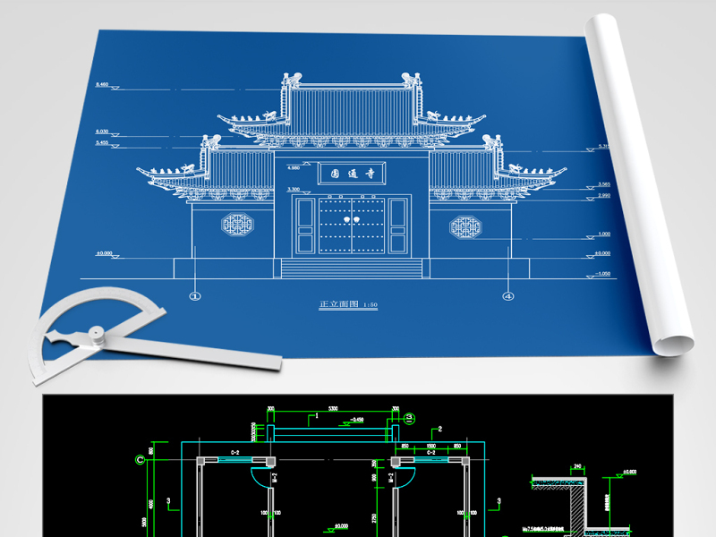 原创圆通寺<a href=https://www.yitu.cn/su/8101.html target=_blank class=infotextkey>山</a>门殿建筑结构CAD<a href=https://www.yitu.cn/su/7937.html target=_blank class=infotextkey>图纸</a>-版权<a href=https://www.yitu.cn/su/7381.html target=_blank class=infotextkey>可商用</a>