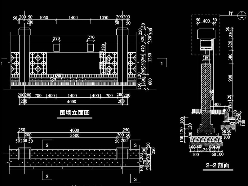 原创CAD围墙建筑结构图-版权<a href=https://www.yitu.cn/su/7381.html target=_blank class=infotextkey>可商用</a>