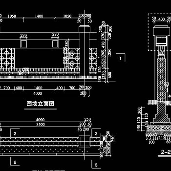 原创CAD围墙建筑结构图-版权可商用