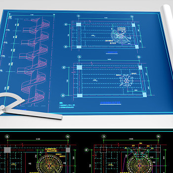 原创CAD钢结构旋转楼梯结构图纸-版权可商用