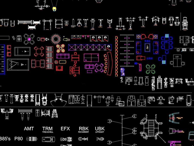 原创健身器材CAD<a href=https://www.yitu.cn/su/7392.html target=_blank class=infotextkey>平面</a><a href=https://www.yitu.cn/su/7937.html target=_blank class=infotextkey>图纸</a>CAD构图素材