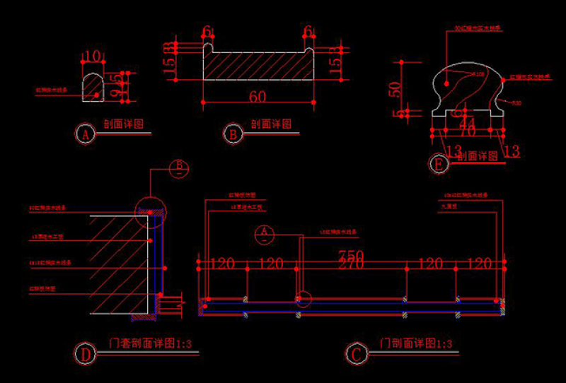 原创CAD<a href=https://www.yitu.cn/su/6979.html target=_blank class=infotextkey>石</a>膏板造型乳胶漆节点图实芯木门节点