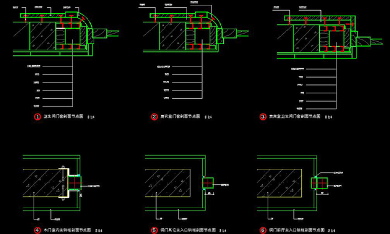 原创CAD<a href=https://www.yitu.cn/su/6979.html target=_blank class=infotextkey>石</a>膏板造型乳胶漆节点图实芯木门节点