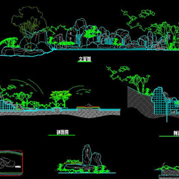 原创景观CAD假山图纸园林公园假山-版权可商用