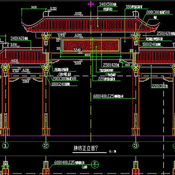 原创园林古建筑CAD中式牌坊施工图明清建筑-版权可商用