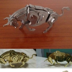 原创激光切割工艺品CAD图纸3D拼装图中国牛-版权可商用3D模型