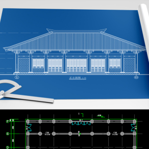 原创汉式大雄宝殿建筑结构CAD图纸-版权可商用3D模型