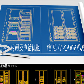 原创机房及弱电汇聚间机柜布置图立面大样图模板-版权可商用