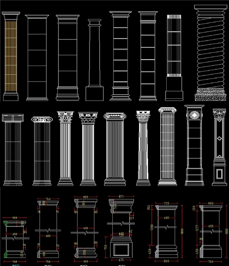 原创最完整的<a href=https://www.yitu.cn/sketchup/luomazhu/index.html target=_blank class=infotextkey>罗<a href=https://www.yitu.cn/su/8021.html target=_blank class=infotextkey>马</a>柱</a>素材CAD图库-版权<a href=https://www.yitu.cn/su/7381.html target=_blank class=infotextkey>可商用</a>