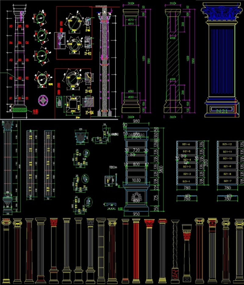 原创最完整的<a href=https://www.yitu.cn/sketchup/luomazhu/index.html target=_blank class=infotextkey>罗<a href=https://www.yitu.cn/su/8021.html target=_blank class=infotextkey>马</a>柱</a>素材CAD图库-版权<a href=https://www.yitu.cn/su/7381.html target=_blank class=infotextkey>可商用</a>