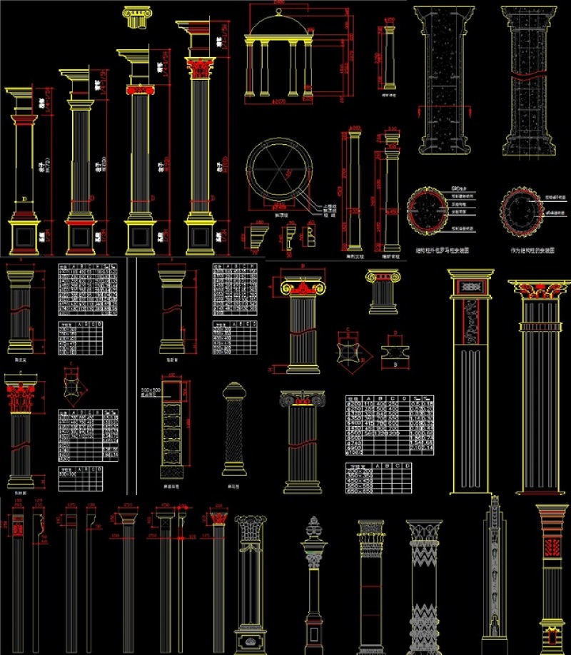 原创最完整的<a href=https://www.yitu.cn/sketchup/luomazhu/index.html target=_blank class=infotextkey>罗<a href=https://www.yitu.cn/su/8021.html target=_blank class=infotextkey>马</a>柱</a>素材CAD图库-版权<a href=https://www.yitu.cn/su/7381.html target=_blank class=infotextkey>可商用</a>