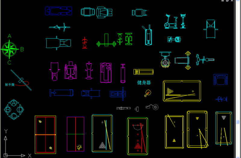 原创健身器材cad图集-版权<a href=https://www.yitu.cn/su/7381.html target=_blank class=infotextkey>可商用</a>