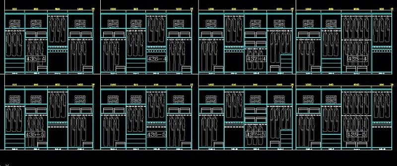 原创衣柜家具CAD图纸含衣帽间设计