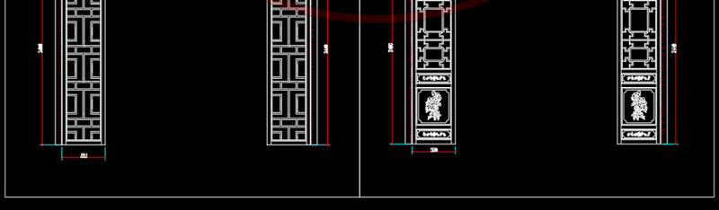 原创新中式镂空<a href=https://www.yitu.cn/sketchup/huayi/index.html target=_blank class=infotextkey>花</a>格屏风隔断CAD经典图库