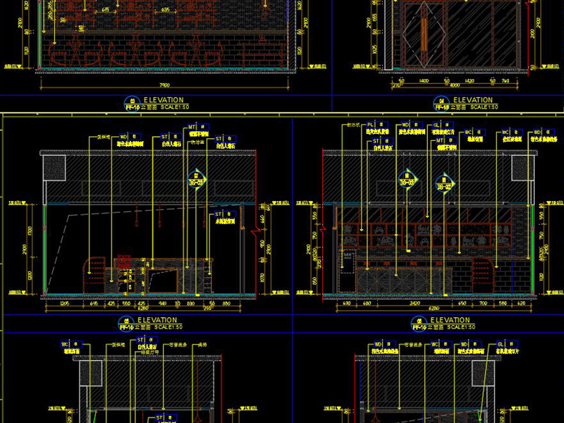 原创全套<a href=https://www.yitu.cn/sketchup/naichadian/index.html target=_blank class=infotextkey>奶茶店</a>CAD施工图效果图