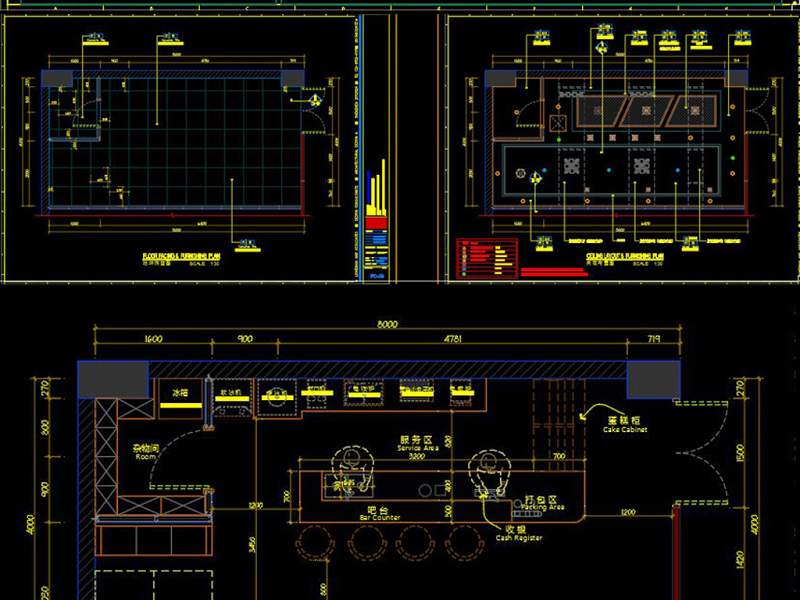 原创全套<a href=https://www.yitu.cn/sketchup/naichadian/index.html target=_blank class=infotextkey>奶茶店</a>CAD施工图效果图