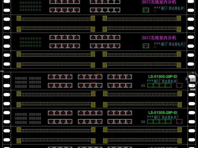 原创弱电系统各设备间机柜布置图立面大样图（含配线编号）-版权<a href=https://www.yitu.cn/su/7381.html target=_blank class=infotextkey>可商用</a>