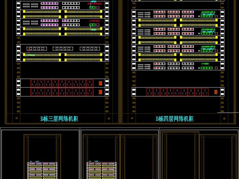 原创弱电系统各设备间机柜布置图立面大样图（含配线编号）-版权<a href=https://www.yitu.cn/su/7381.html target=_blank class=infotextkey>可商用</a>