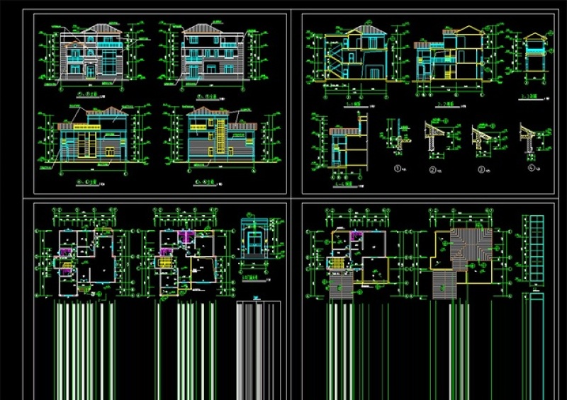 原创私家别墅CAD<a href=https://www.yitu.cn/su/7590.html target=_blank class=infotextkey>设计</a>方案图附效果图